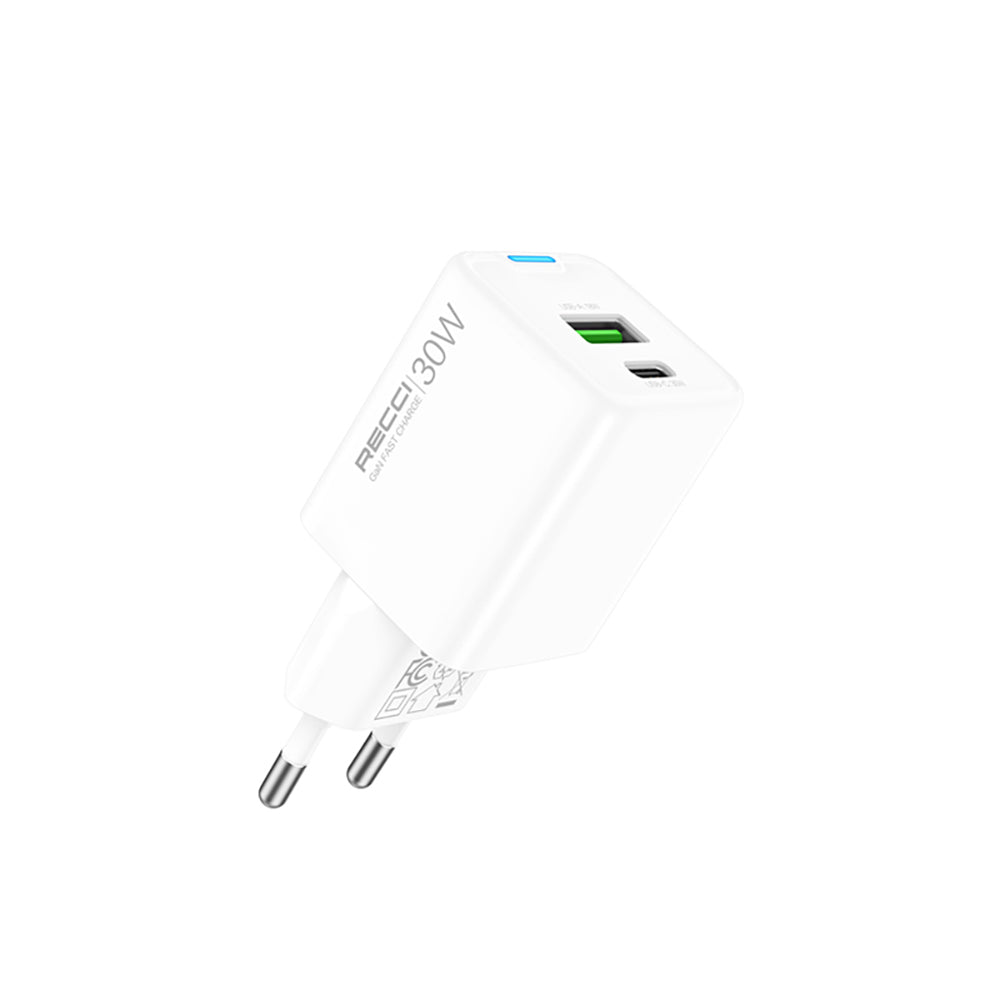 Recci RC107E Type-C PD & USB-A GaN Teknolojili Hızlı Şarj Başlığı 30W Recci RC107E Type-C PD & USB-A GaN Teknolojili Hızlı Şarj Başlığı 30W